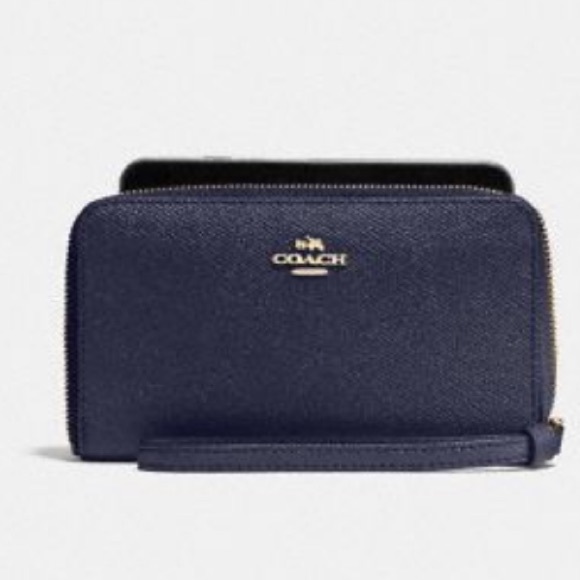 navy blue coach wallet